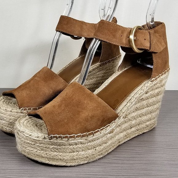 Marc Fisher LTD Alida Espadrille Platform Wedge, Brown Suede, Womens Size 9.5 M - Picture 1 of 11